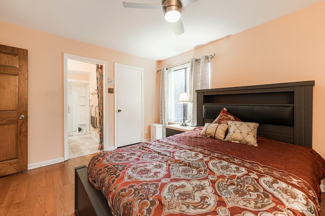 2322 Weatherford Ln, Naperville, IL 60565 - bedroom featuring wood finished floors, ensuite bath, and a ceiling fan