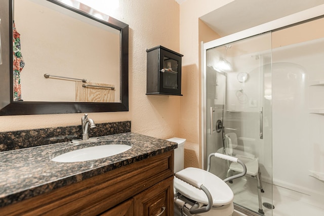 2322 Weatherford Ln, Naperville, IL 60565 - full bath featuring a textured wall, a stall shower, and vanity