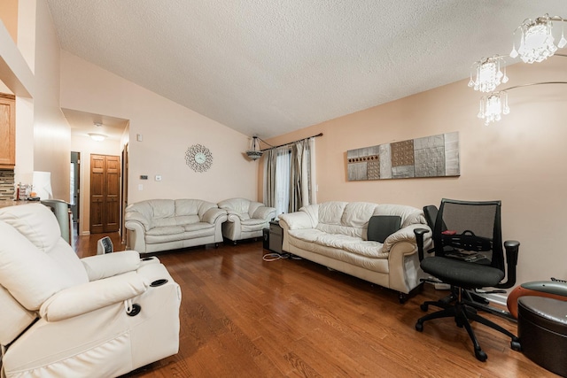 2322 Weatherford Ln, Naperville, IL 60565 - living area with lofted ceiling, wood finished floors, and a textured ceiling
