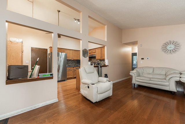 2322 Weatherford Ln, Naperville, IL 60565 - living room featuring wood finished floors, a textured ceiling, and high vaulted ceiling