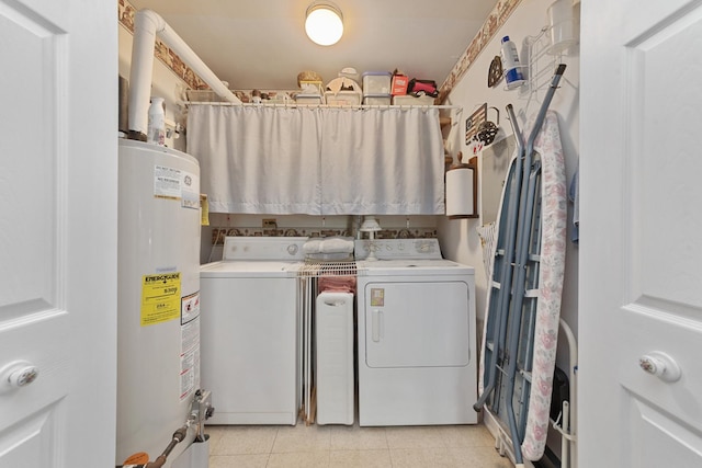 485 Raintree Ct Unit B, Glen Ellyn, IL 60137 - laundry room with water heater, washing machine and clothes dryer, and light tile patterned floors