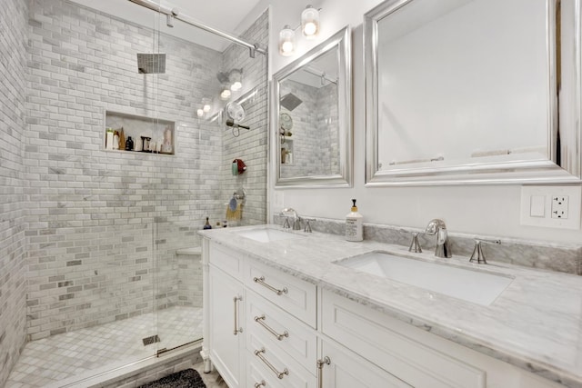 1428 W Lexington St Unit 1, Chicago, IL 60607 - bathroom featuring a shower stall and double vanity