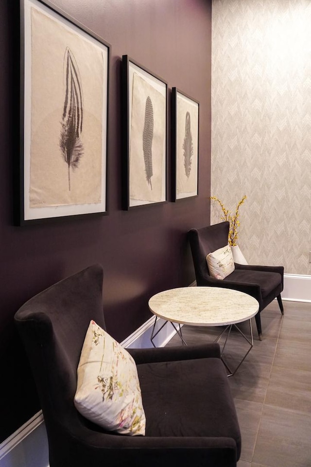 1444 N Orleans St Unit 6E, Chicago, IL 60610 - living area with wallpapered walls and baseboards