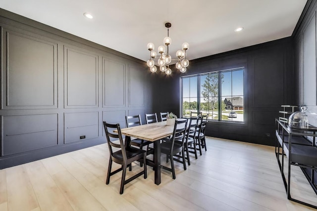 16226 Syd Creek Dr, Homer Glen, IL 60491 - dining area with a decorative wall, a chandelier, light wood-style flooring, and recessed lighting