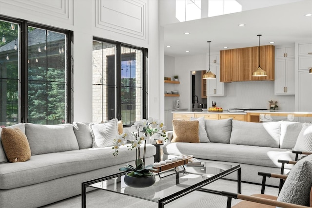 16226 Syd Creek Dr, Homer Glen, IL 60491 - living area featuring healthy amount of natural light, recessed lighting, and a towering ceiling