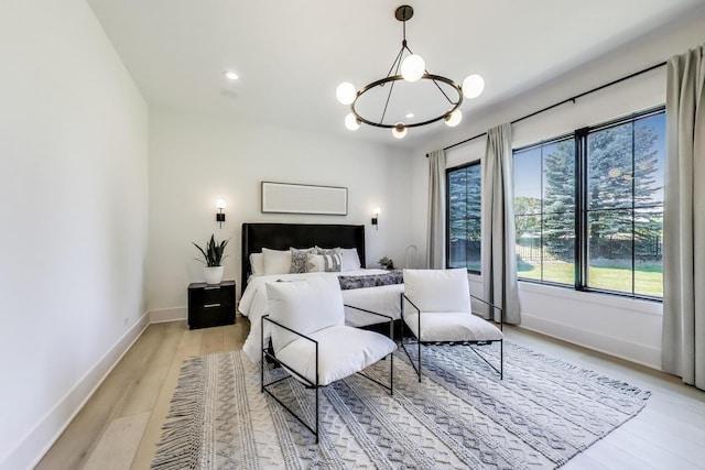 16226 Syd Creek Dr, Homer Glen, IL 60491 - bedroom featuring light wood-type flooring, a chandelier, and recessed lighting