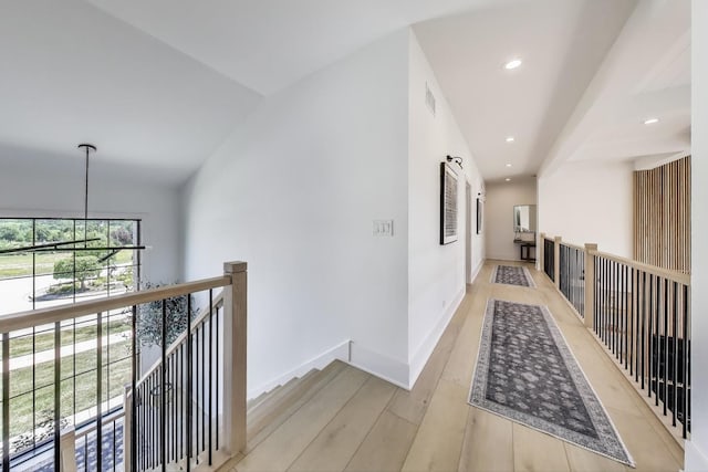 16226 Syd Creek Dr, Homer Glen, IL 60491 - corridor featuring light wood-style floors, recessed lighting, and an upstairs landing
