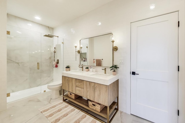 16226 Syd Creek Dr, Homer Glen, IL 60491 - full bathroom with a marble finish shower and double vanity