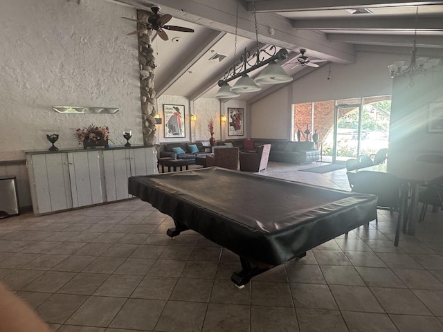 4050 Dundee Rd Unit 209, Northbrook, IL 60062 - rec room with ceiling fan, pool table, and tile patterned flooring