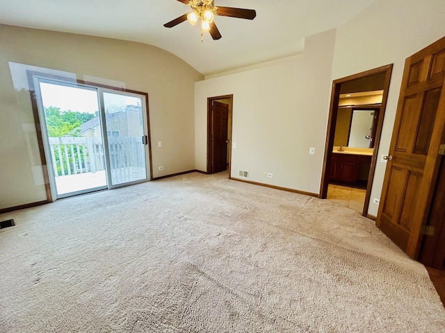 4797 Amber Cir, Hoffman Estates, IL 60192 - unfurnished room featuring vaulted ceiling, light carpet, and a ceiling fan