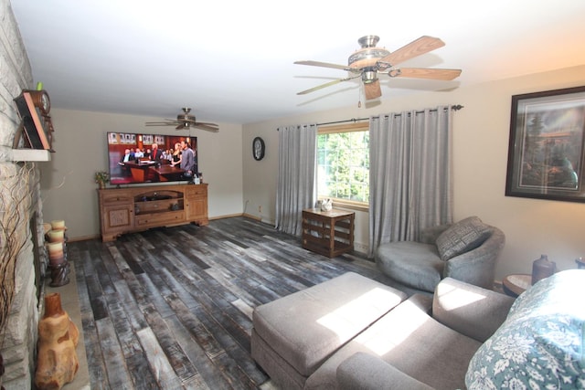 1005 Black Rd, Joliet, IL 60435 - living room featuring ceiling fan and wood finished floors