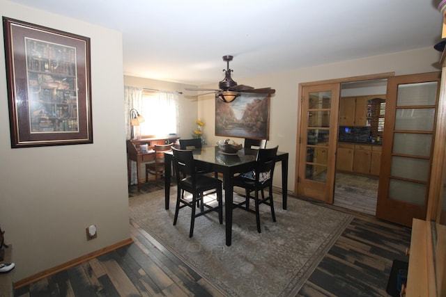 1005 Black Rd, Joliet, IL 60435 - dining space with a ceiling fan, dark wood finished floors, and french doors