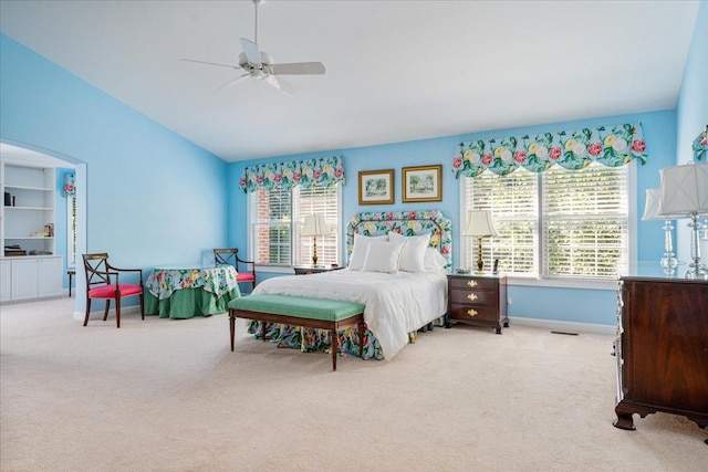 1781 Aberdeen Dr, Glenview, IL 60025 - carpeted bedroom with vaulted ceiling, a ceiling fan, and arched walkways