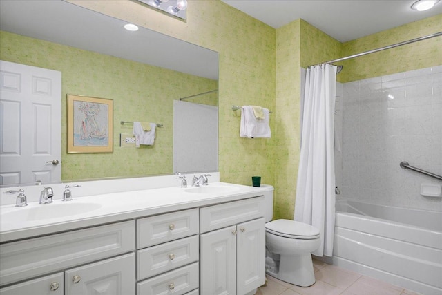 1781 Aberdeen Dr, Glenview, IL 60025 - bathroom featuring tile patterned flooring, shower / tub combo, and double vanity