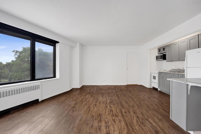 3100 N Lake Shore Dr Unit 413, Chicago, IL 60657 - unfurnished living room featuring radiator heating unit and dark wood finished floors