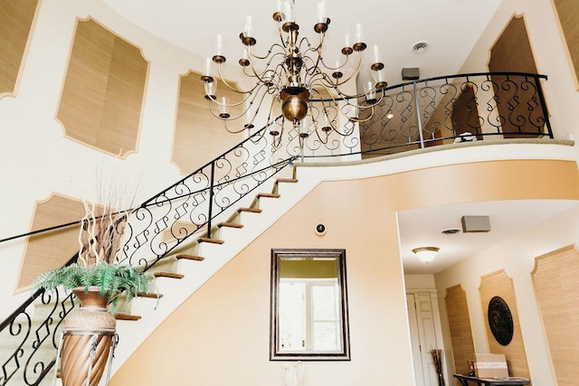 3427 Vollmer Rd Unit 209, Flossmoor, IL 60422 - stairway featuring a chandelier