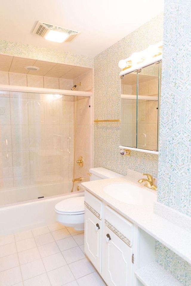 3427 Vollmer Rd Unit 209, Flossmoor, IL 60422 - full bath with vanity, shower / tub combination, tile patterned floors, and wallpapered walls