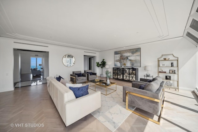 950 N Michigan Ave Unit 4904, Chicago, IL 60611 - living room with baseboards and crown molding