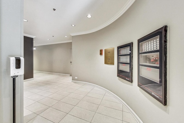 920 W Madison St Unit F8, Chicago, IL 60607 - hall featuring crown molding, light tile patterned floors, and recessed lighting