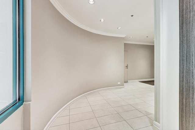 920 W Madison St Unit F8, Chicago, IL 60607 - empty room featuring ornamental molding, recessed lighting, and light tile patterned floors