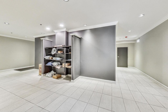 920 W Madison St Unit F8, Chicago, IL 60607 - basement featuring recessed lighting, crown molding, and light tile patterned floors
