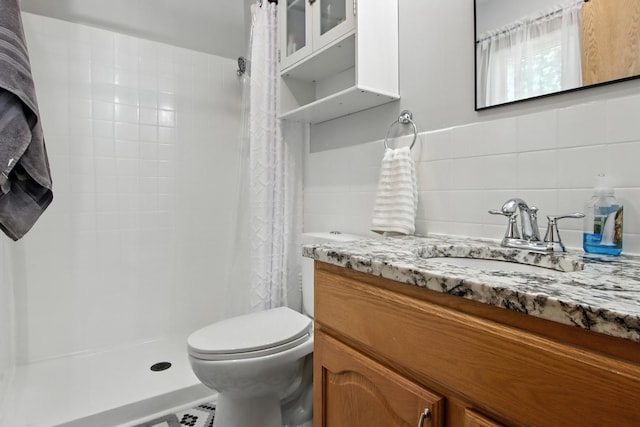 40474 N Glendale Ave, Beach Park, IL 60099 - full bathroom with vanity, a shower with shower curtain, and decorative backsplash