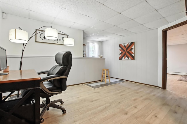 40474 N Glendale Ave, Beach Park, IL 60099 - office space with wood finished floors, a paneled ceiling, and a baseboard heating unit
