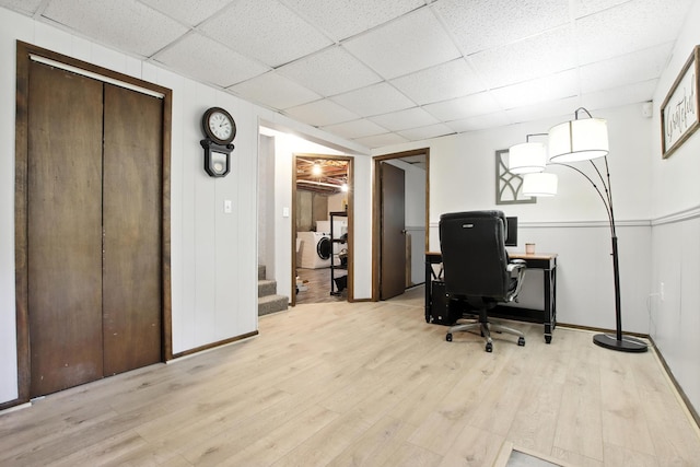 40474 N Glendale Ave, Beach Park, IL 60099 - office area with light wood finished floors, separate washer and dryer, and a paneled ceiling