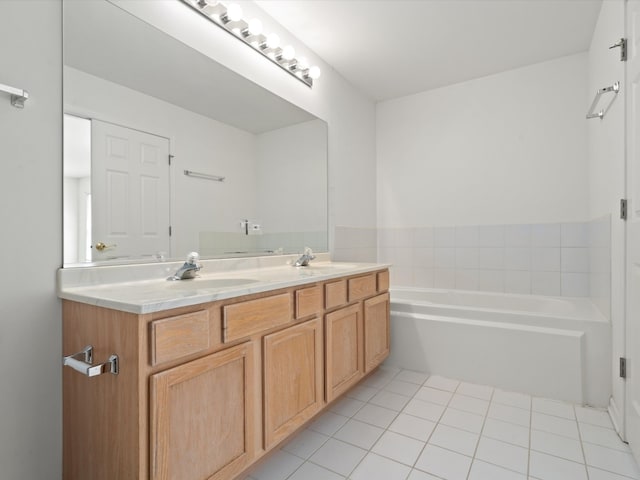 775 N Regis Ct, Palatine, IL 60067 - bathroom with tile patterned flooring, a garden tub, and double vanity