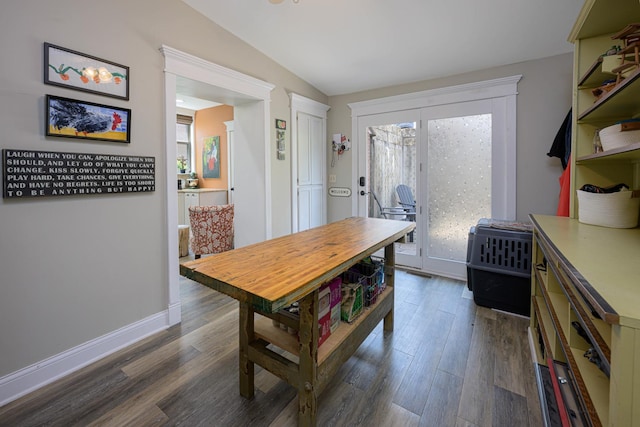 314 Elk St, Galena, IL 61036 - dining area with wood finished floors and vaulted ceiling