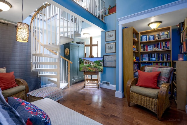 314 Elk St, Galena, IL 61036 - living area featuring wood finished floors and stairs