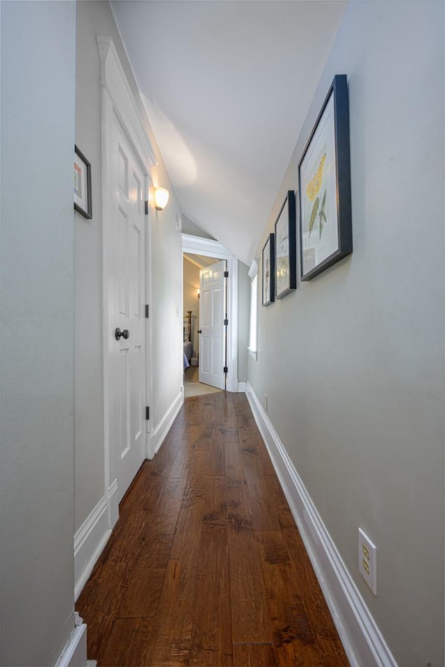 314 Elk St, Galena, IL 61036 - hall with lofted ceiling and dark wood-style flooring