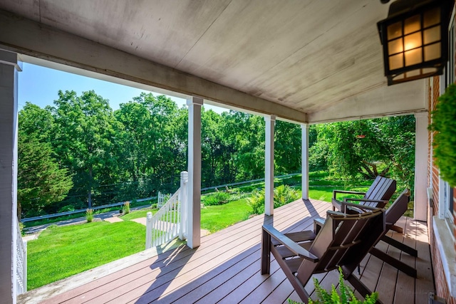 314 Elk St, Galena, IL 61036 - deck with a yard and view of scattered trees
