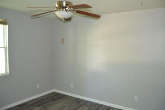 707 Omaha Ave, Lincoln, IL 62656 - spare room with a ceiling fan, dark wood-style flooring, and plenty of natural light
