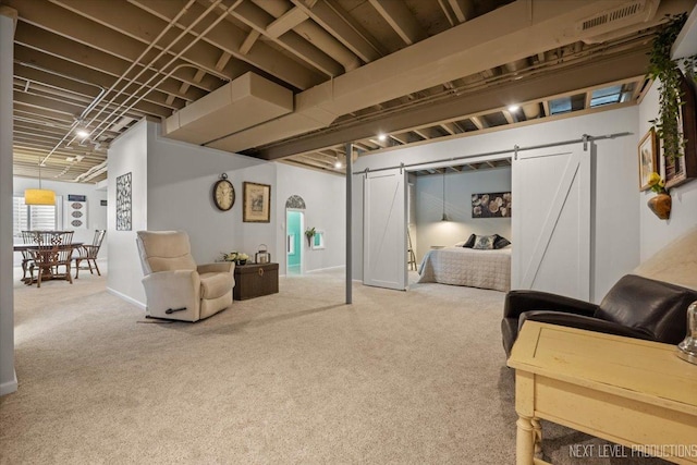1126 Mandalay Ln Unit 1126, Bolingbrook, IL 60490 - carpeted living room with a barn door