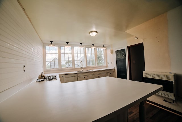 2371 N 3100 E Rd, Donovan, IL 60931 - kitchen with heating unit, dishwasher, a peninsula, light countertops, and stainless steel gas cooktop