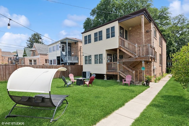 10536 S Artesian Ave, Chicago, IL 60655 - back of house featuring a fire pit, stairway, and brick siding