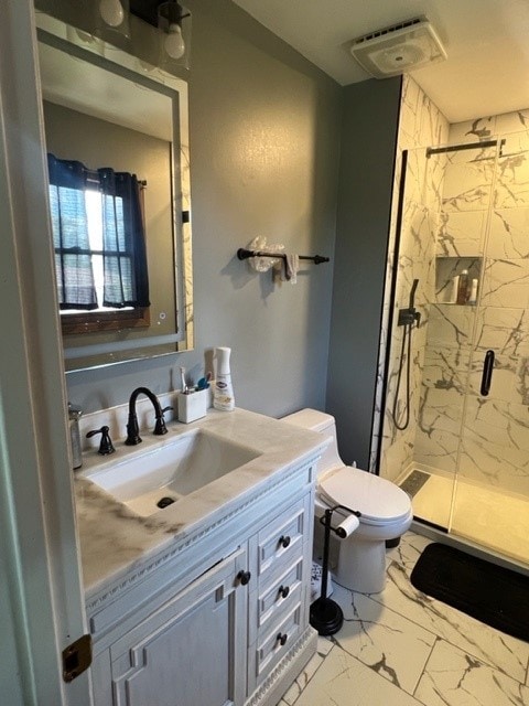 4525 Jefferson Dr, Richton Park, IL 60471 - bathroom with a marble finish shower, vanity, and marble finish flooring