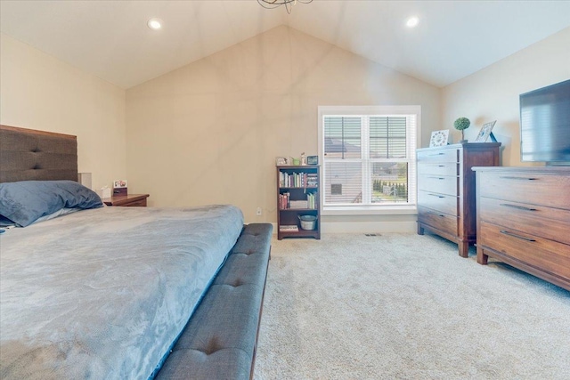 1504 Jacobs Blvd, Champaign, IL 61822 - bedroom with vaulted ceiling, carpet, and recessed lighting