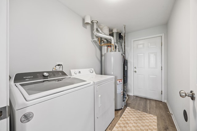 630 Legend Ln, Mchenry, IL 60050 - washroom with gas water heater, washer and dryer, and light wood-style floors