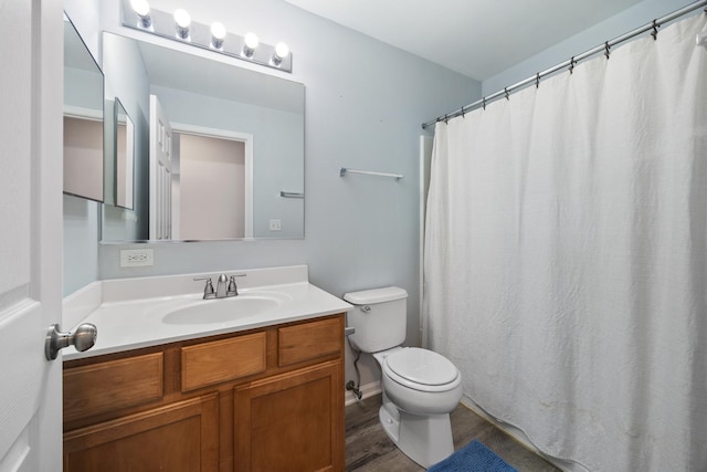 630 Legend Ln, Mchenry, IL 60050 - bathroom featuring vanity, wood finished floors, and curtained shower