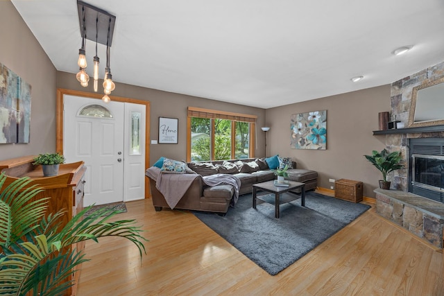 211 David Dr, Streamwood, IL 60107 - living room with wood finished floors and a fireplace