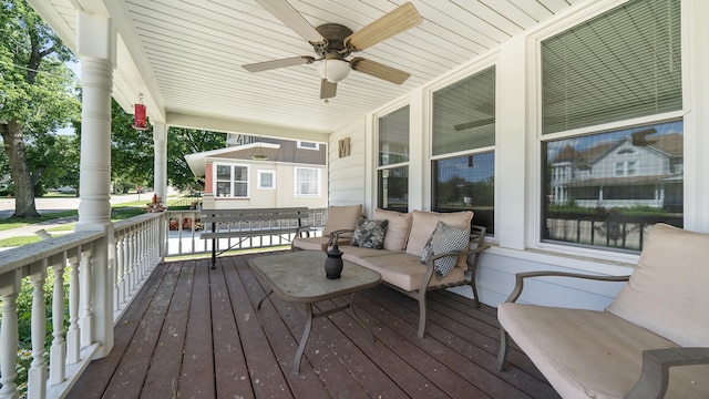 611 S Hennepin Ave, Dixon, IL 61021 - wooden porch with a ceiling fan