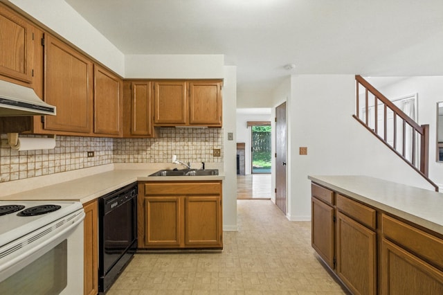2S772 Timber Dr, Warrenville, IL 60555 - kitchen featuring black dishwasher, electric range, light countertops, and backsplash