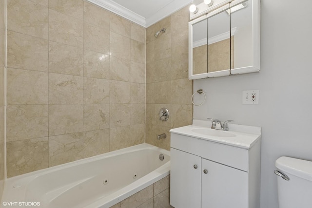 4610 N Monticello Ave Unit 3E, Chicago, IL 60625 - full bathroom featuring a combined bath / shower with jetted tub, vanity, and crown molding