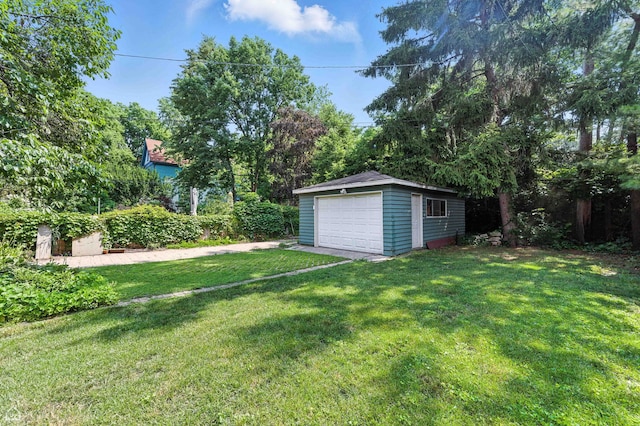 5729 S Harper Ave, Chicago, IL 60637 - view of grassy yard featuring a garage and an outbuilding