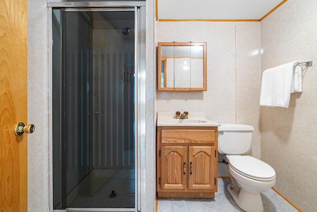 5401 S Nagle Ave, Chicago, IL 60638 - full bathroom with vanity, a stall shower, and ornamental molding