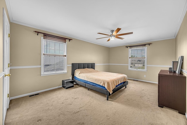 26711 S Greenbriar Dr, Monee, IL 60449 - bedroom featuring carpet floors, multiple windows, crown molding, and ceiling fan