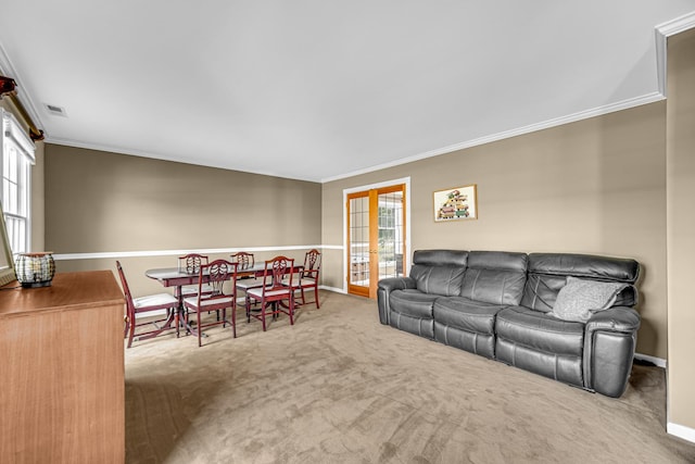 26711 S Greenbriar Dr, Monee, IL 60449 - living area with crown molding, healthy amount of natural light, and carpet floors