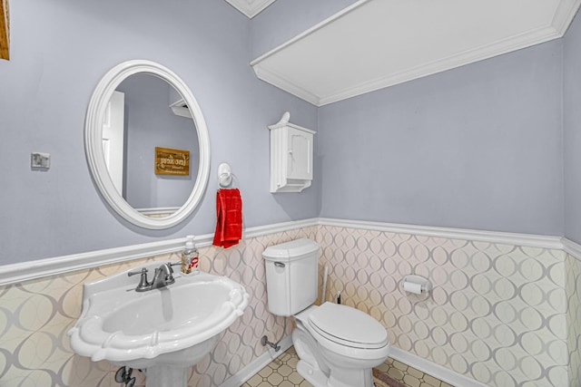 26711 S Greenbriar Dr, Monee, IL 60449 - half bathroom featuring wainscoting and crown molding